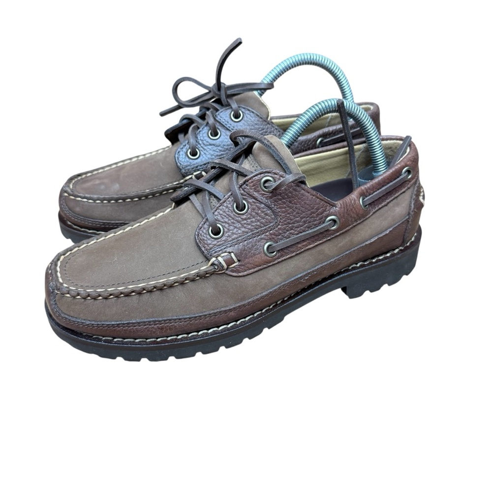 L.L. Bean Brown Leather Two-Tone Moccasin Boat Shoes
